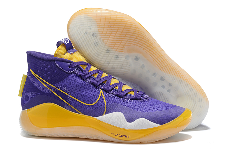 New Nike KD 12 Purple Yellow White Shoes